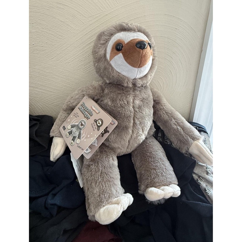 HealthTouch Huggable Massager Sloth Plush Vibrating Body Relaxation NWT Toy Gray